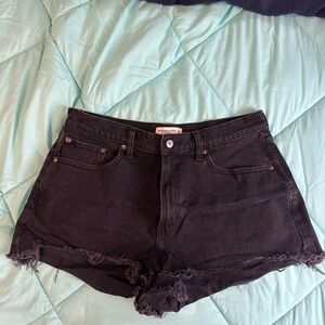 Abercrombie & Fitch Black Frayed High-Rise Denim Shorts